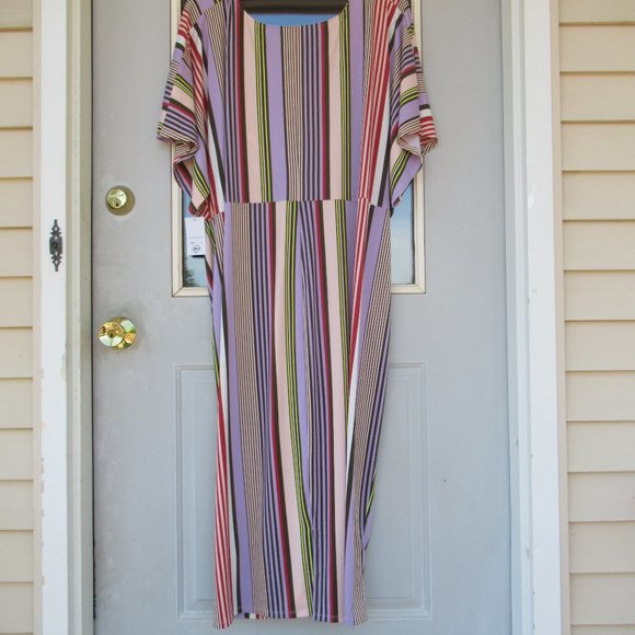 Evri dress with stretch figure flattering stripes & slit in back 3X - Picture 8 of 15